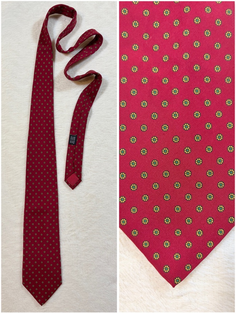 Gianfranco Rao Men's Geometric Red Yellow Green 100% Silk‎ Woven Classic Tie